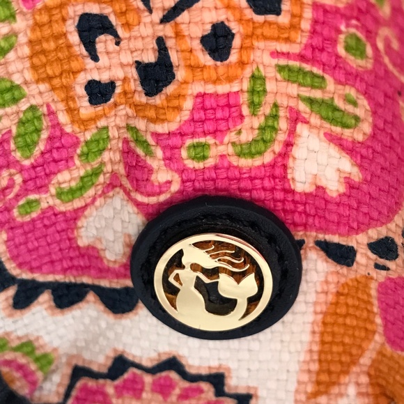 SPARTINA Daufuskie Island Wristlet Pouch Linen Leather Bag Pink Floral Paisley - Picture 10 of 16